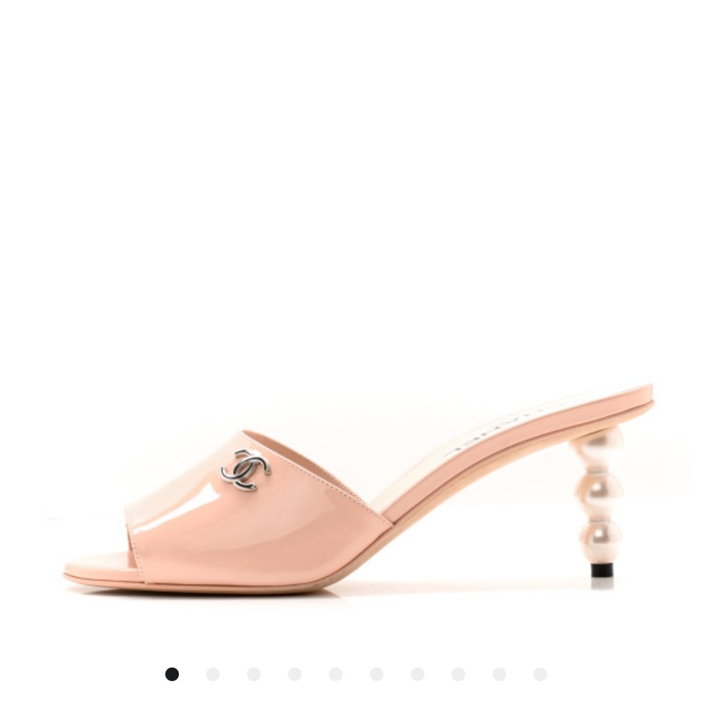 Chanel Women's Pink Open-Toe Mules with Pearl heel